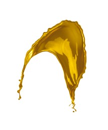 Image of Splash of gold fluid on white background