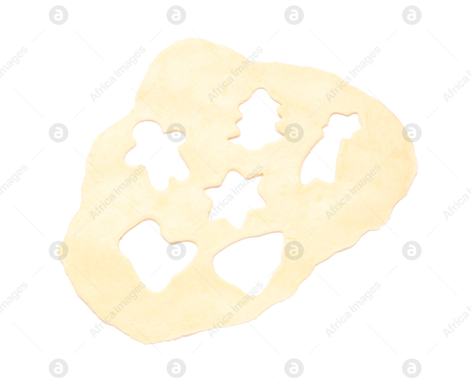 Photo of Raw dough in different shapes isolated on white