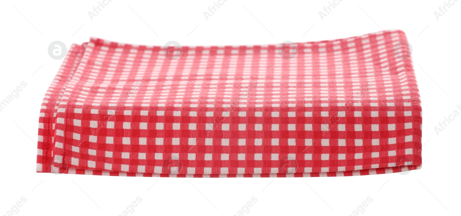 Photo of Red checkered picnic tablecloth isolated on white
