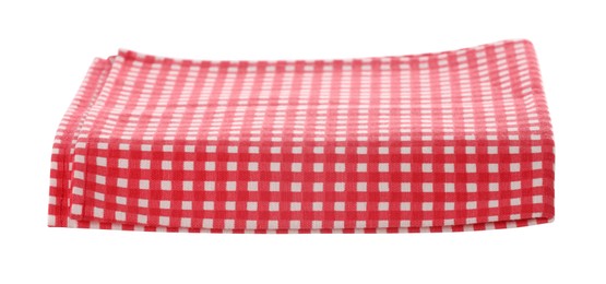 Photo of Red checkered picnic tablecloth isolated on white