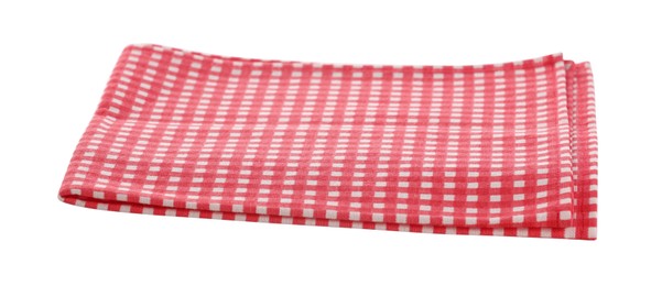 Photo of Red checkered picnic tablecloth isolated on white