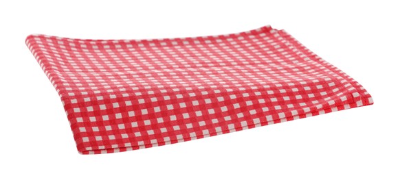 Photo of Red checkered picnic tablecloth isolated on white