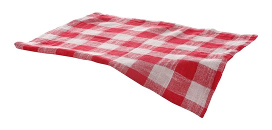 Red checkered picnic tablecloth isolated on white