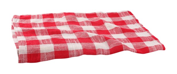 Red checkered picnic tablecloth isolated on white