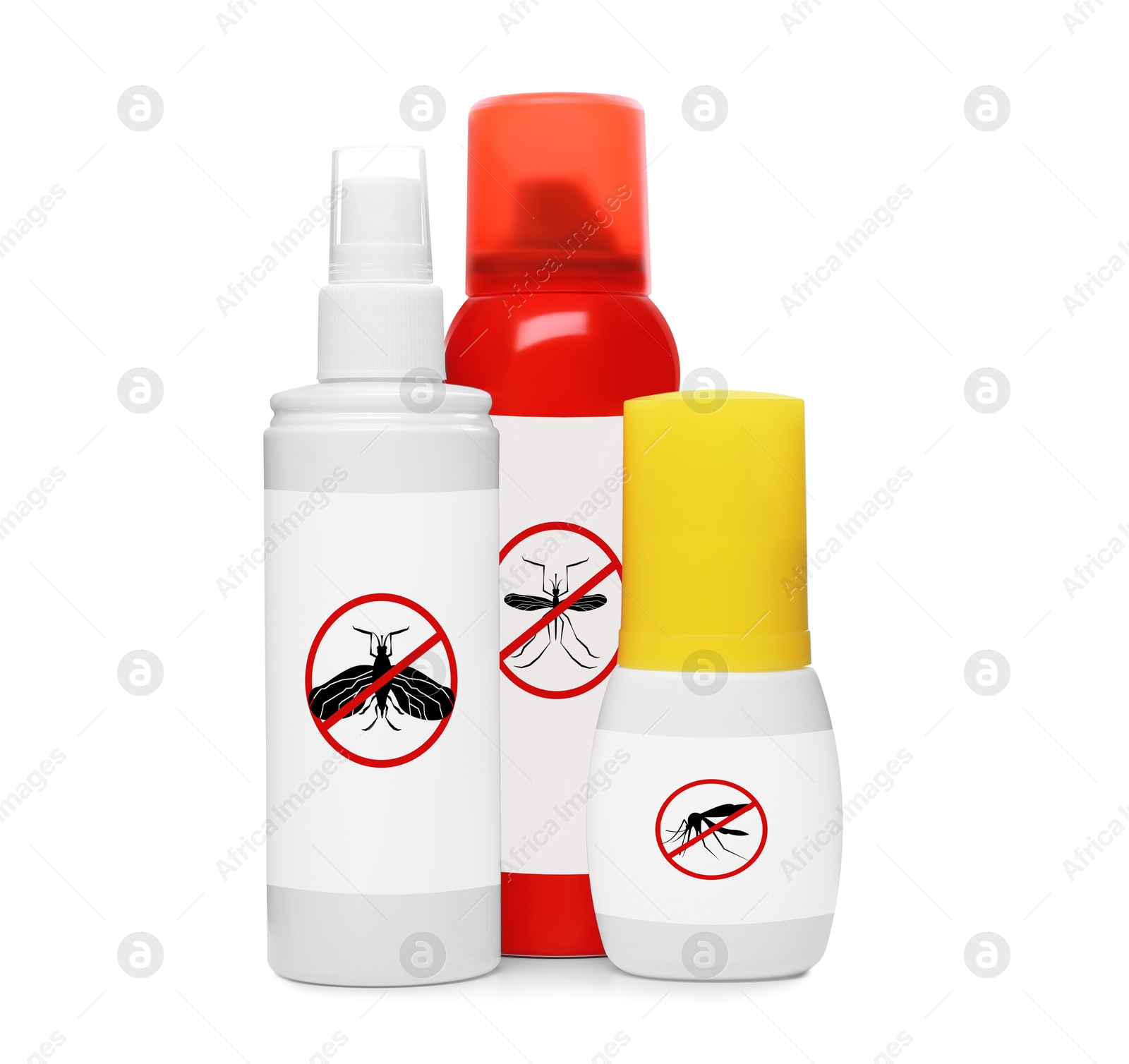 Image of Mosquito sprays isolated on white. Insect repellent