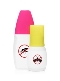 Mosquito sprays isolated on white. Insect repellent