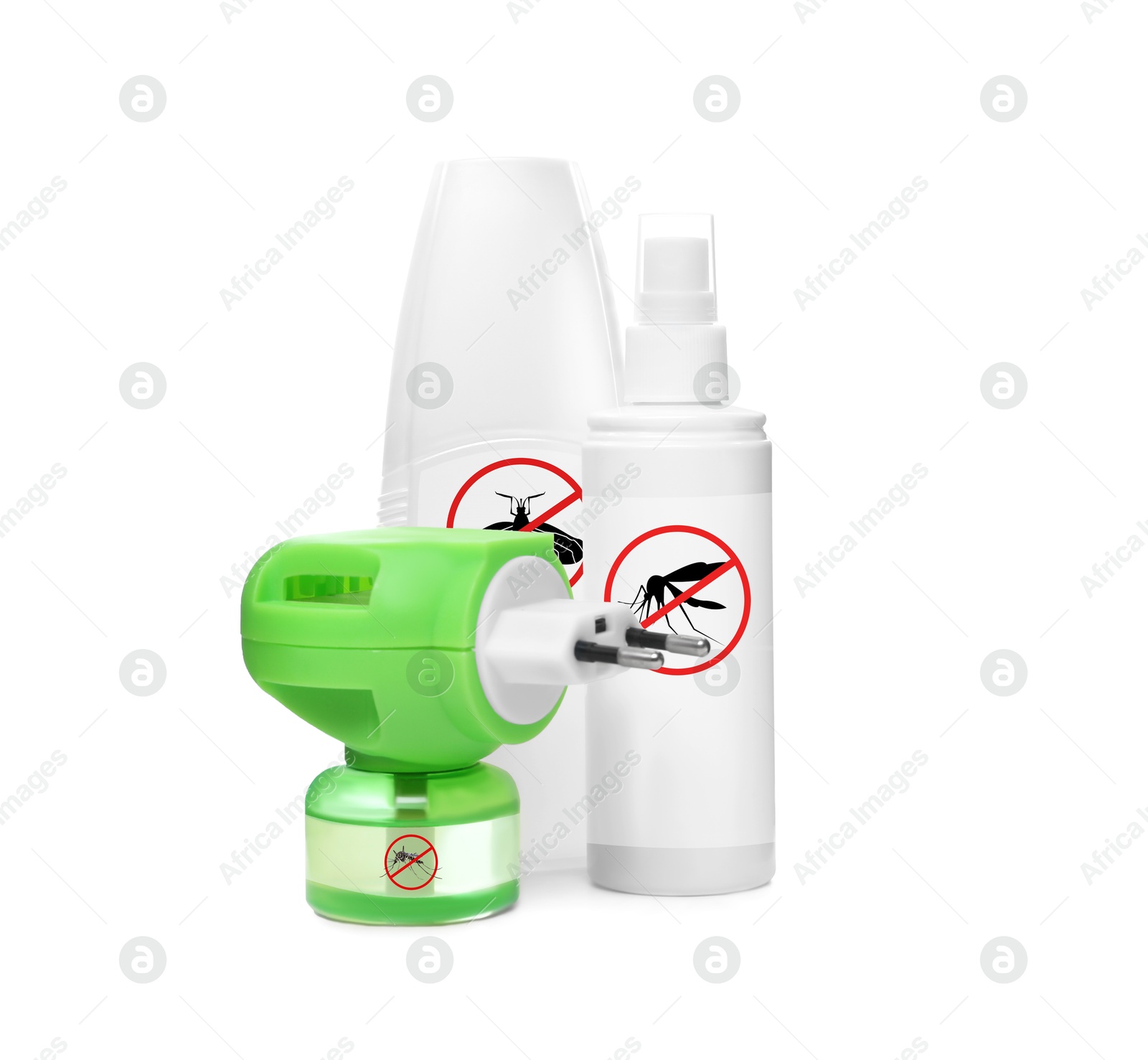 Image of Mosquito vaporizer and other insect repellents isolated on white