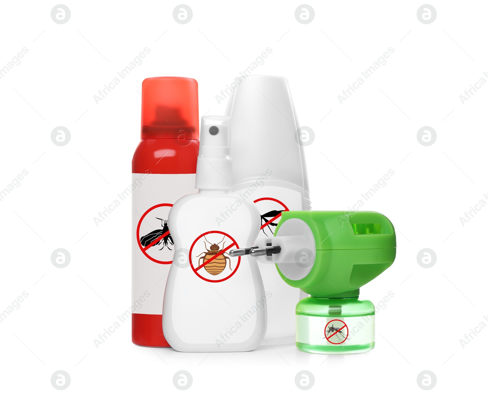 Image of Mosquito vaporizer and other insect repellents isolated on white