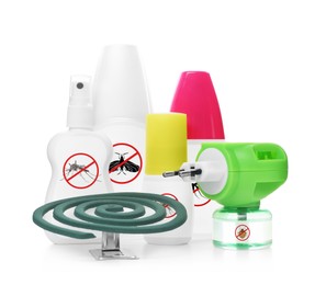 Image of Mosquito coil and other insect repellents isolated on white