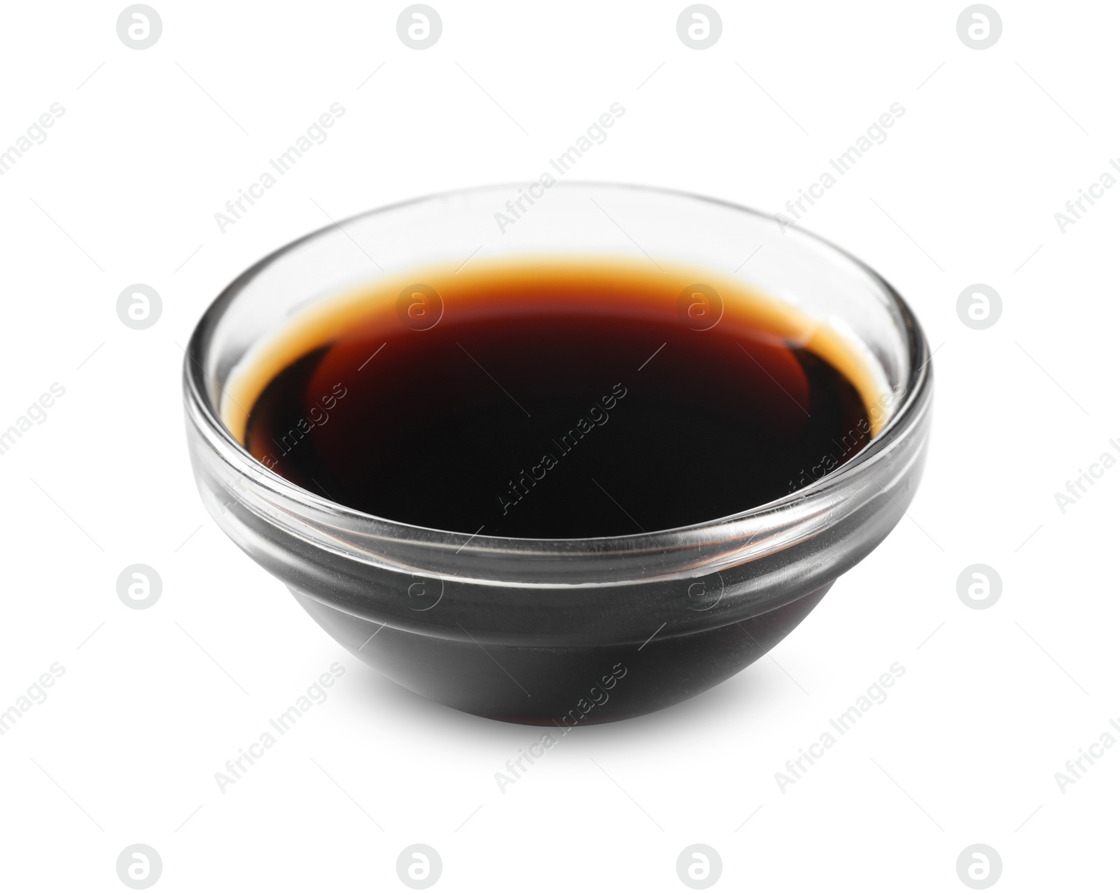 Photo of Delicious balsamic vinegar in bowl isolated on white