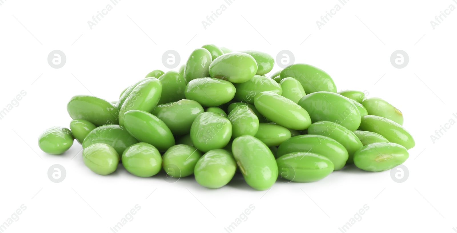 Photo of Raw green edamame soybeans isolated on white