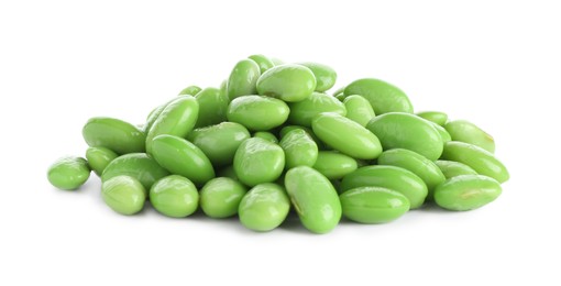 Photo of Raw green edamame soybeans isolated on white