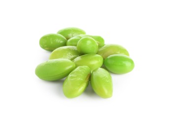 Photo of Raw green edamame soybeans isolated on white