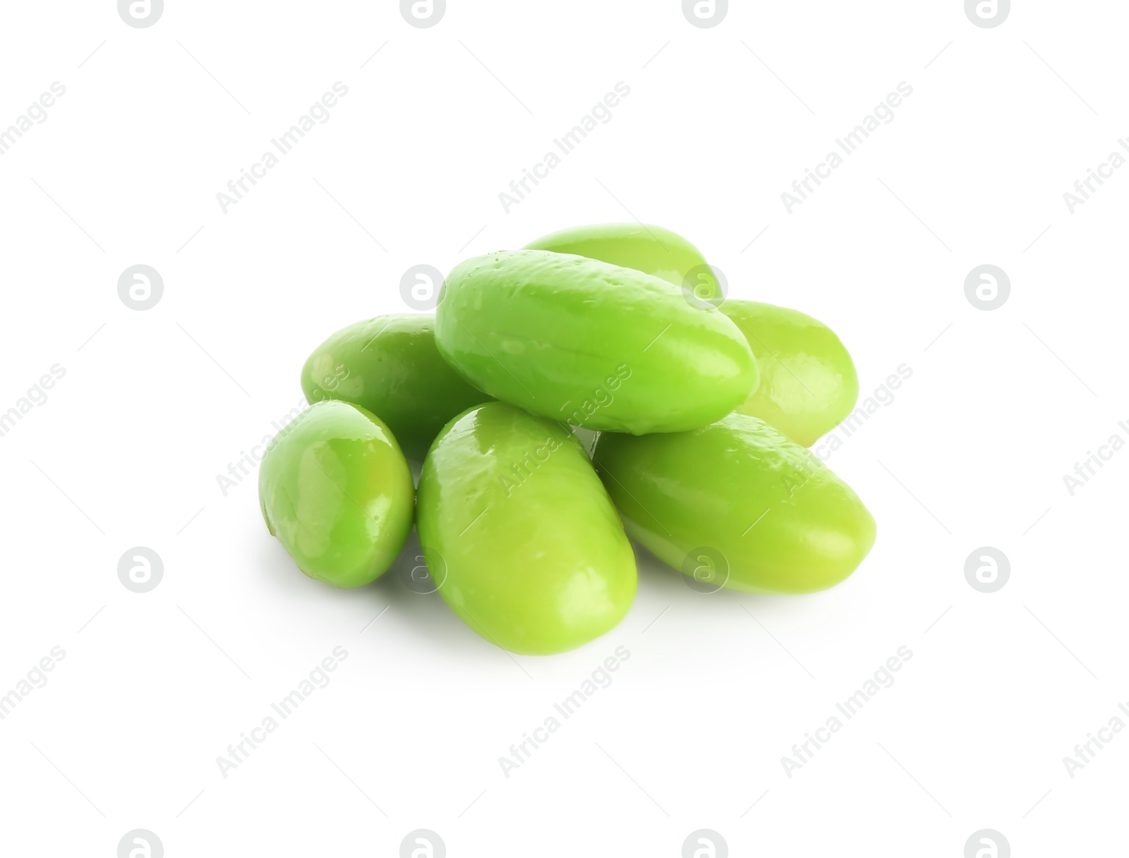 Photo of Raw green edamame soybeans isolated on white