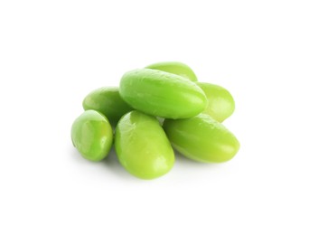 Photo of Raw green edamame soybeans isolated on white