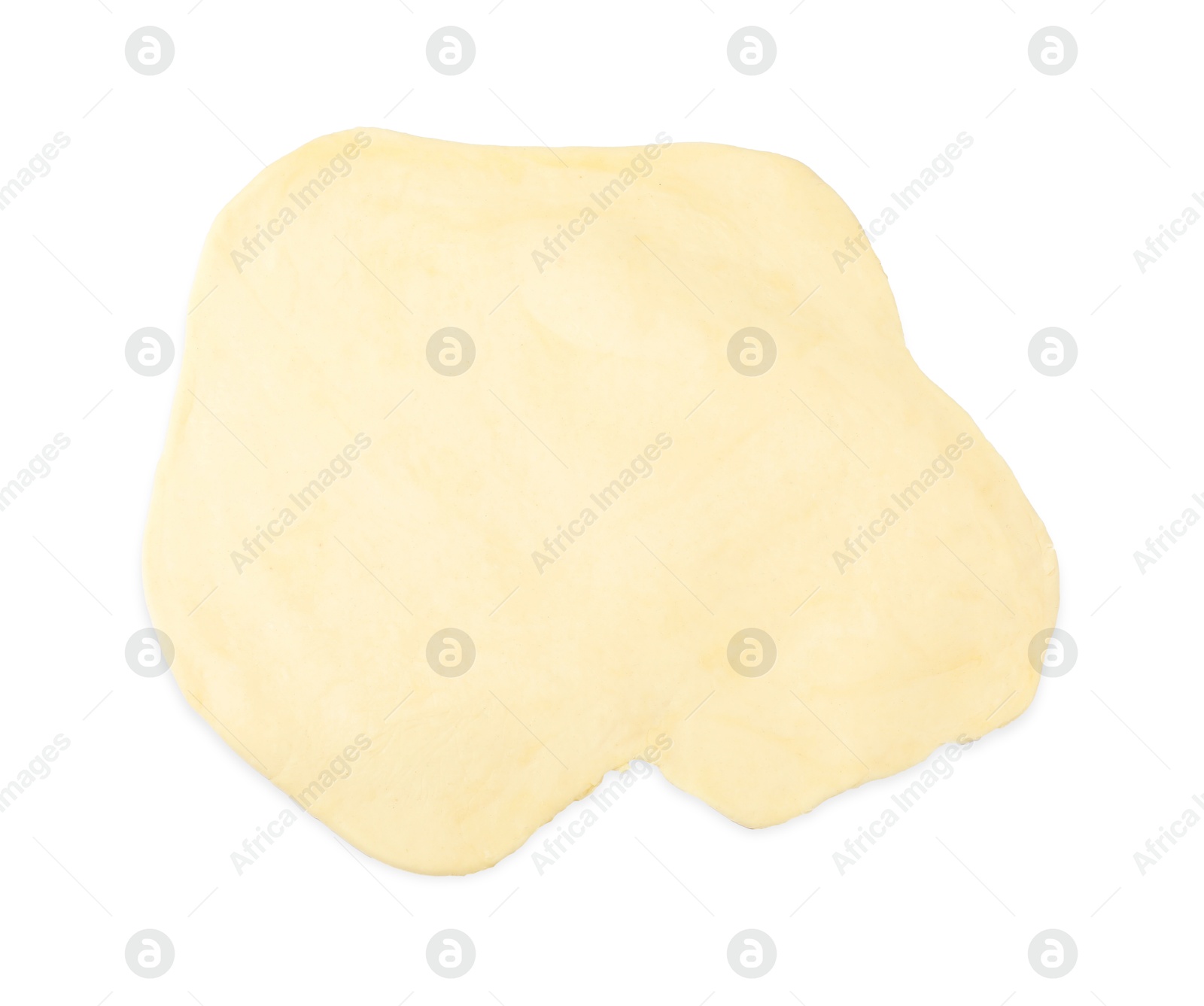 Photo of Fresh raw rolled dough isolated on white