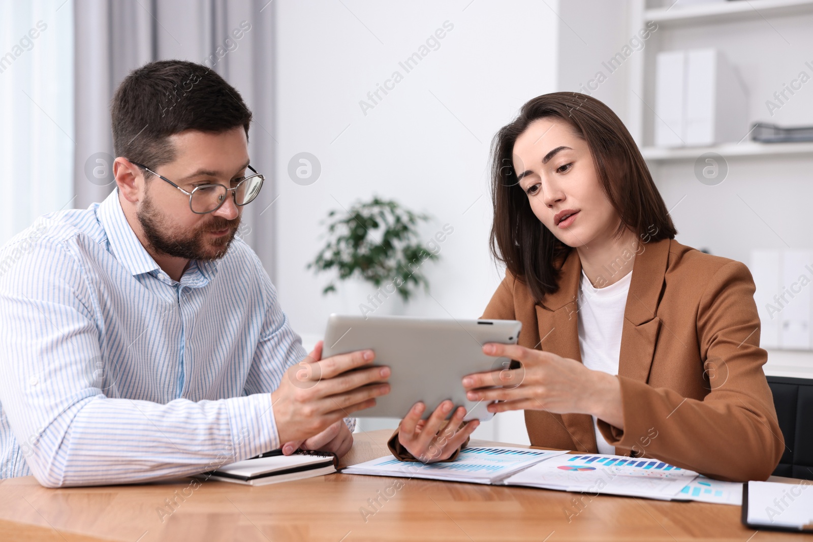 Photo of Consultant working with client at table in office