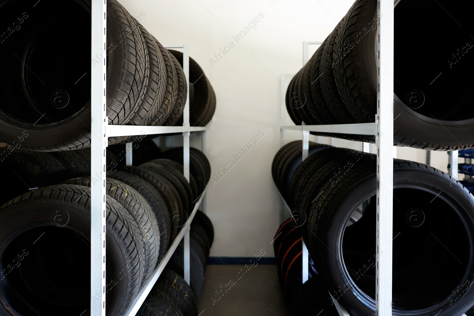 Photo of Group of car tires in auto store