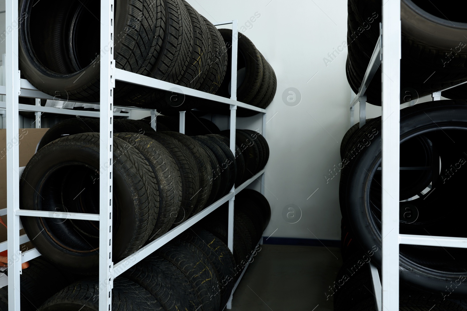 Photo of Group of car tires in auto store