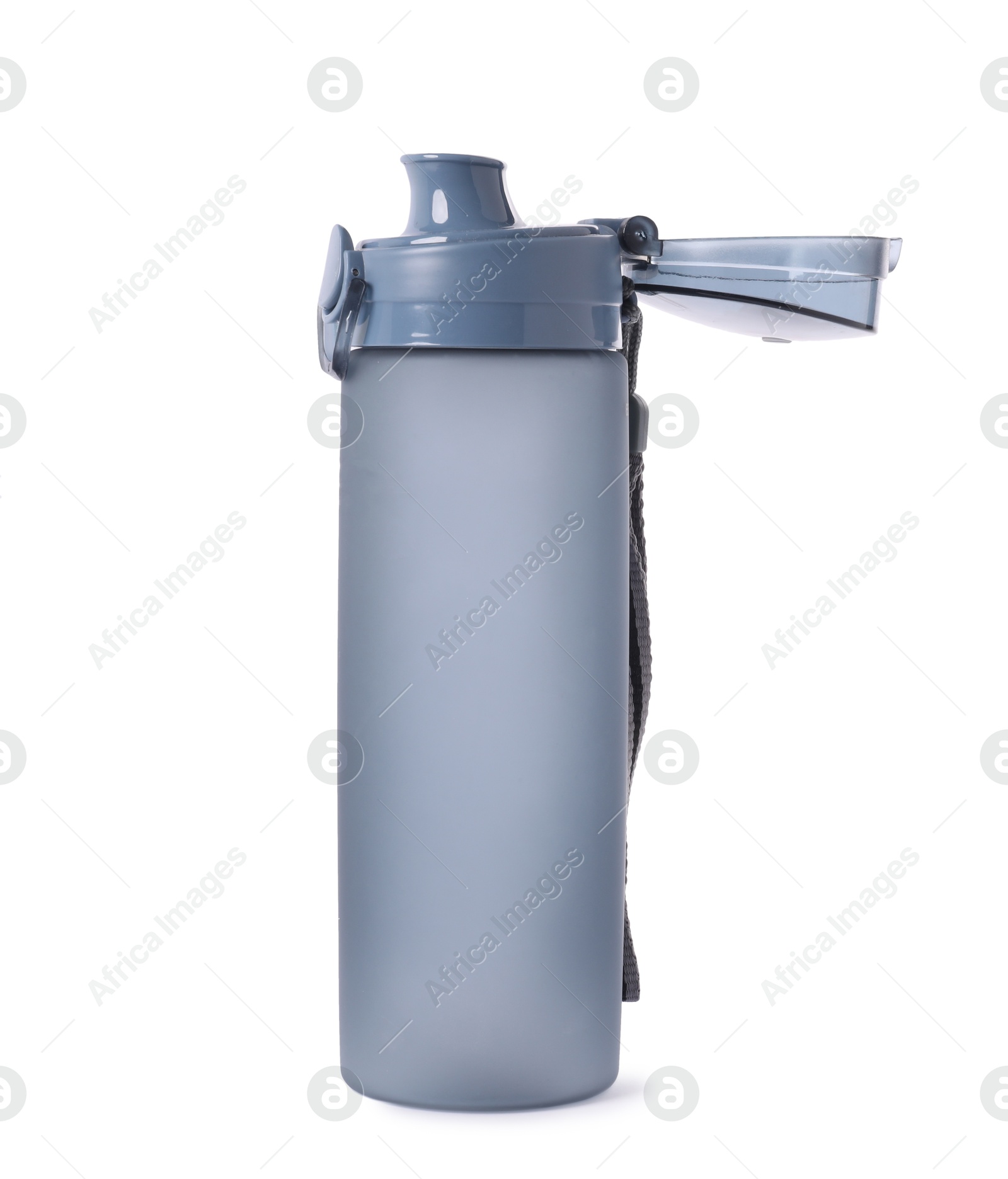 Photo of One thermo bottle isolated on white. Cycling accessory