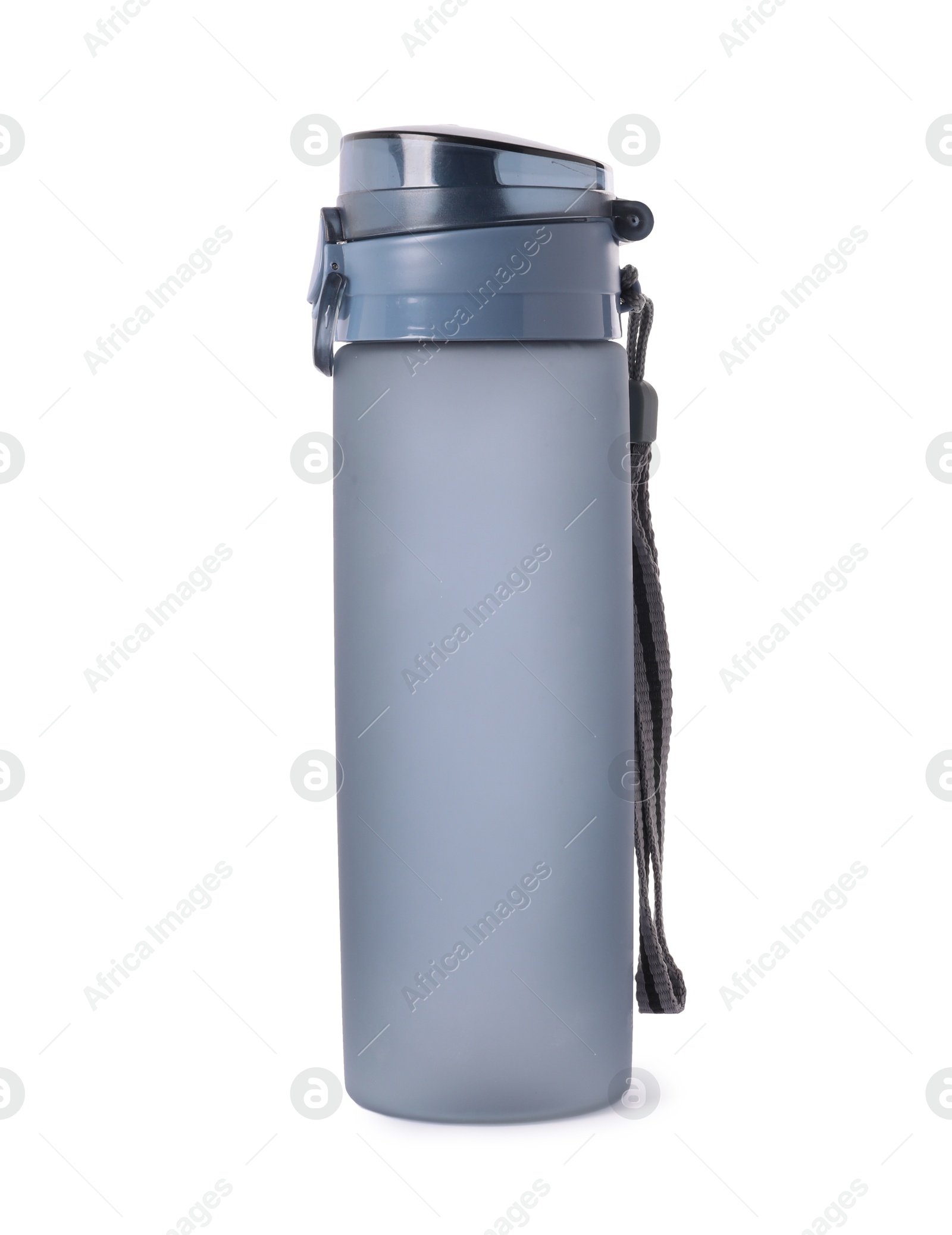 Photo of One thermo bottle isolated on white. Cycling accessory