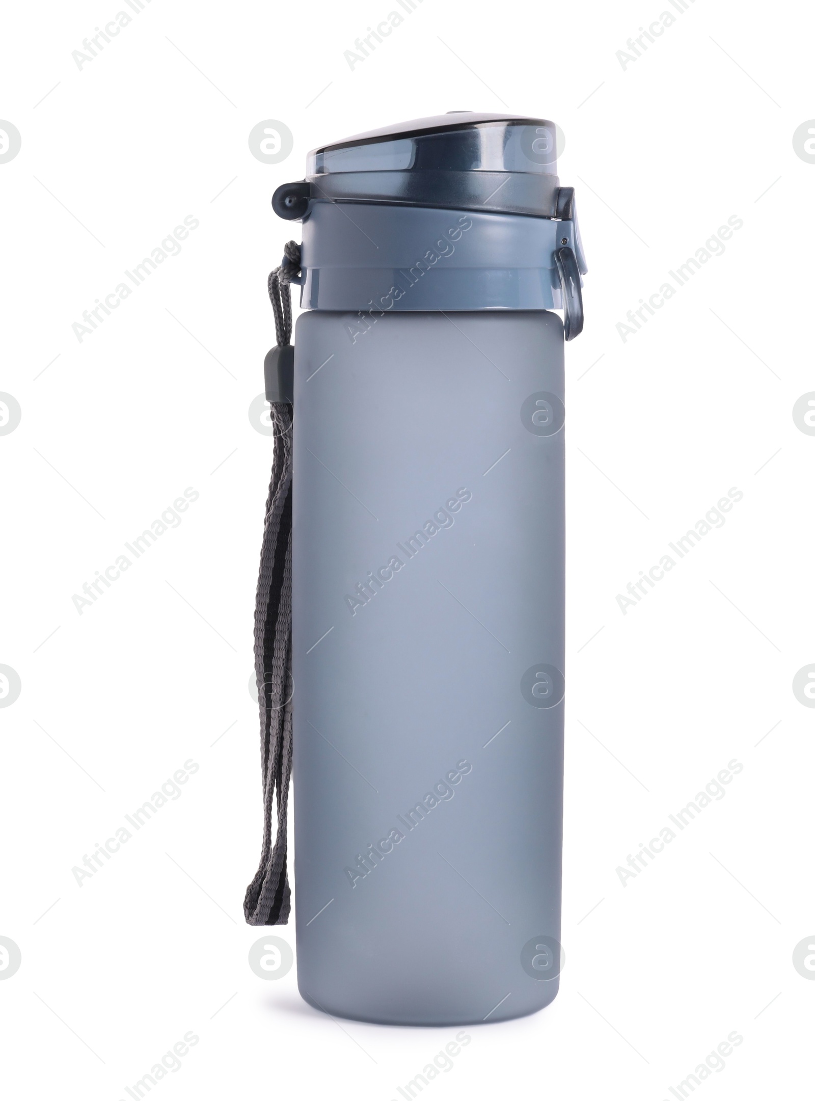 Photo of One thermo bottle isolated on white. Cycling accessory