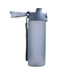 Photo of One thermo bottle isolated on white. Cycling accessory