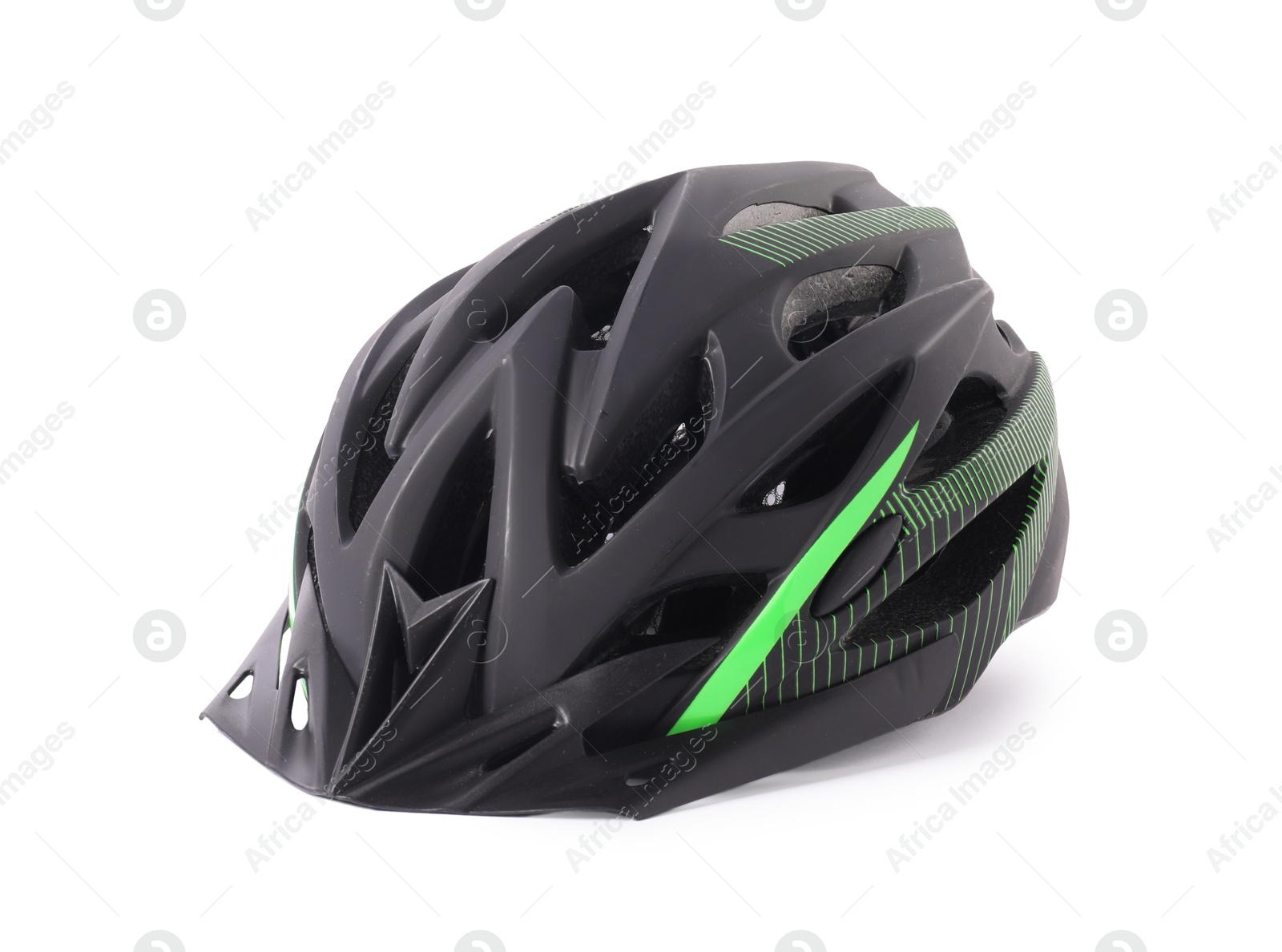 Photo of One stylish bicycle helmet isolated on white