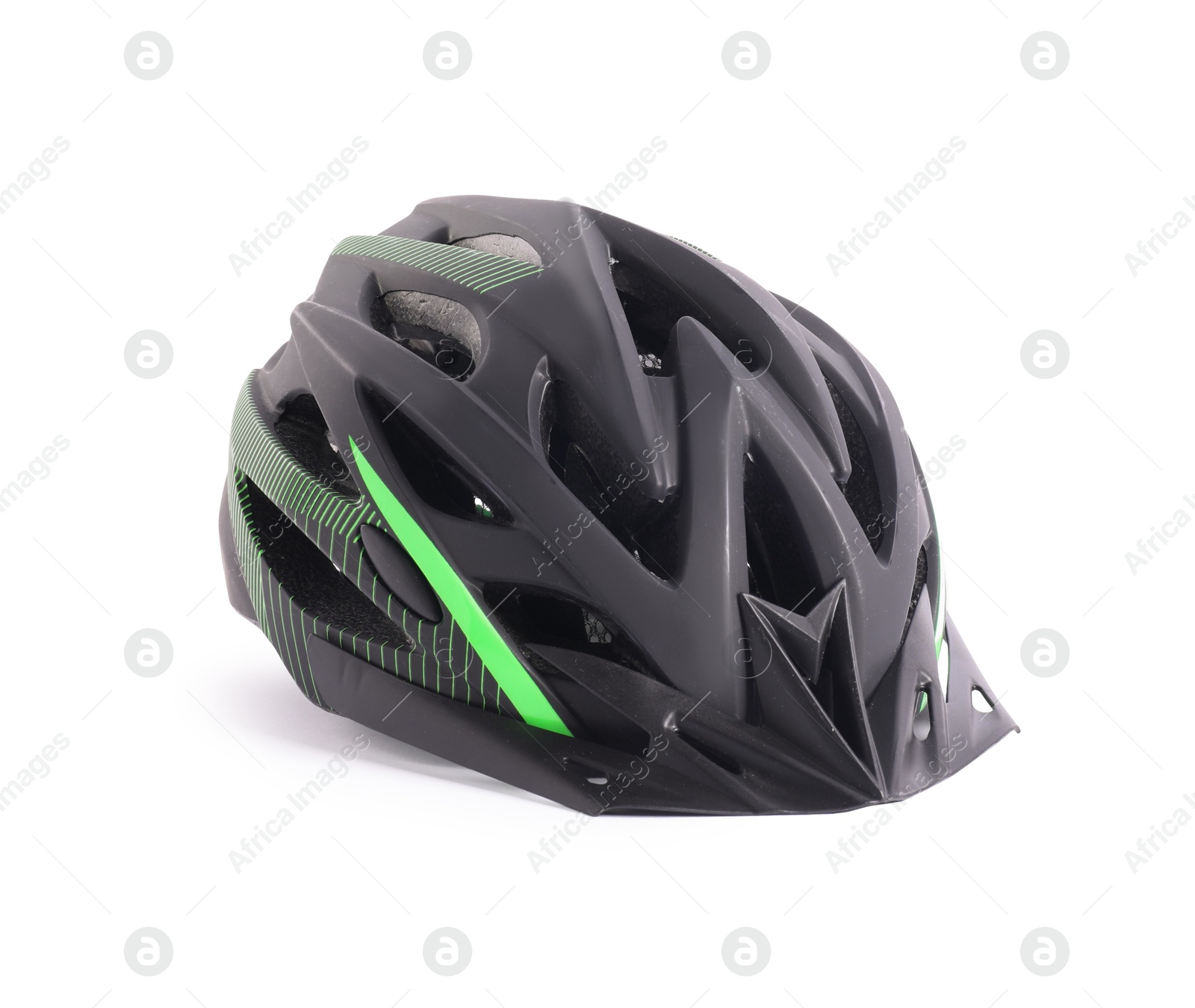 Photo of One stylish bicycle helmet isolated on white