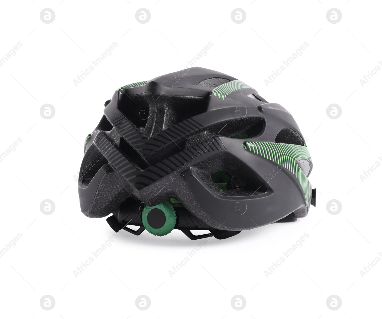 Photo of One stylish bicycle helmet isolated on white