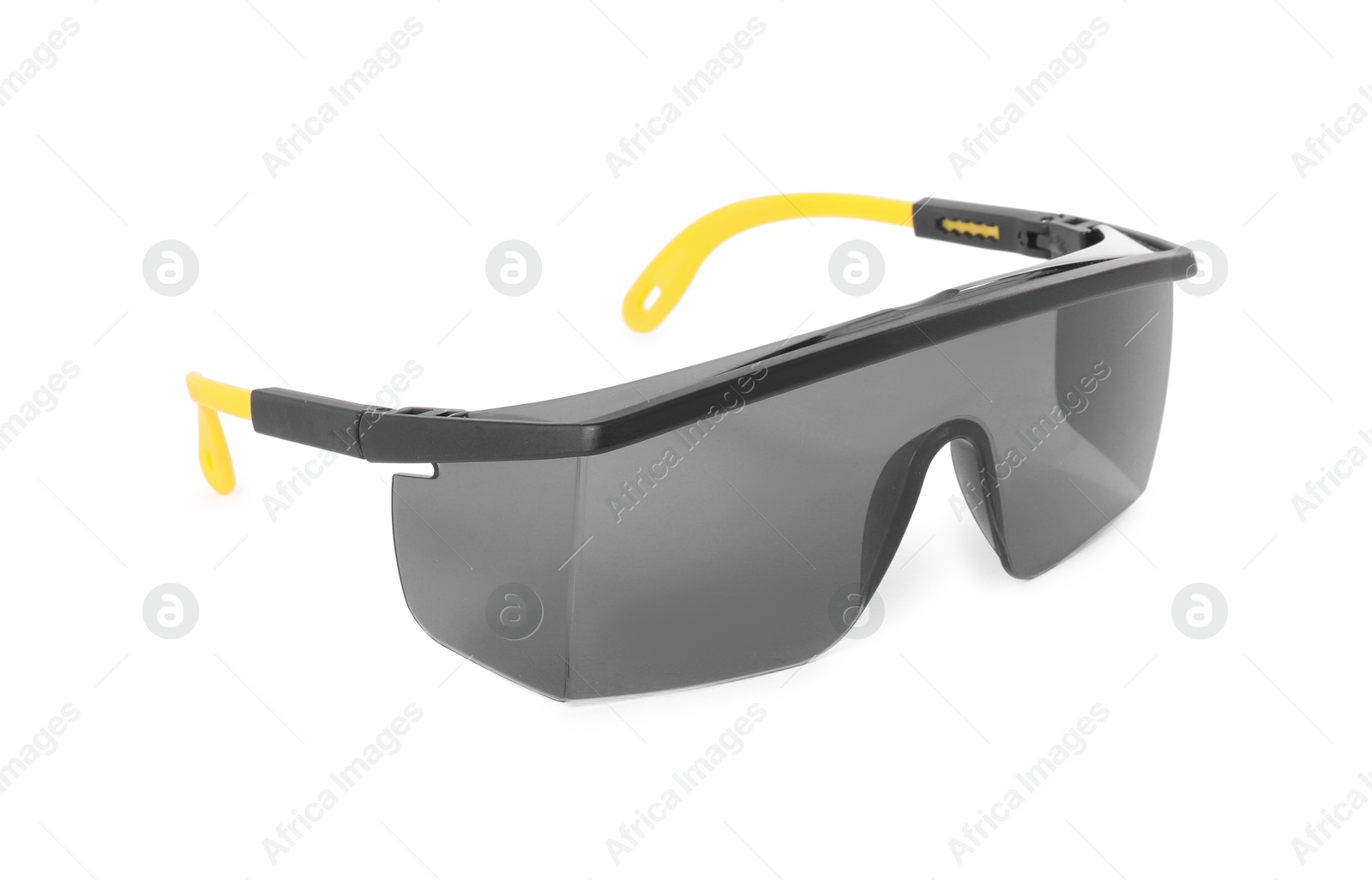 Photo of Gray goggles isolated on white. Cycling accessory