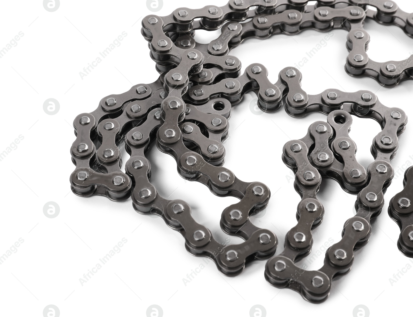 Photo of Bike chain isolated on white. Cycling accessory