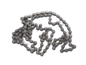 Bike chain isolated on white, top view. Cycling accessory