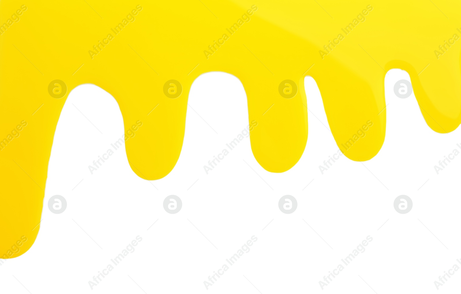 Photo of Spilled yellow printer ink isolated on white, top view