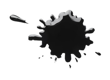 Photo of Blot of black printer ink isolated on white, top view