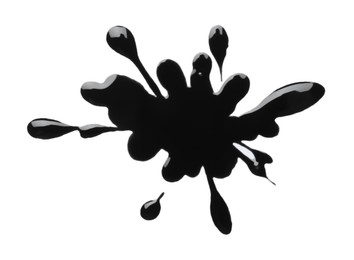 Photo of Blot of black printer ink isolated on white, top view