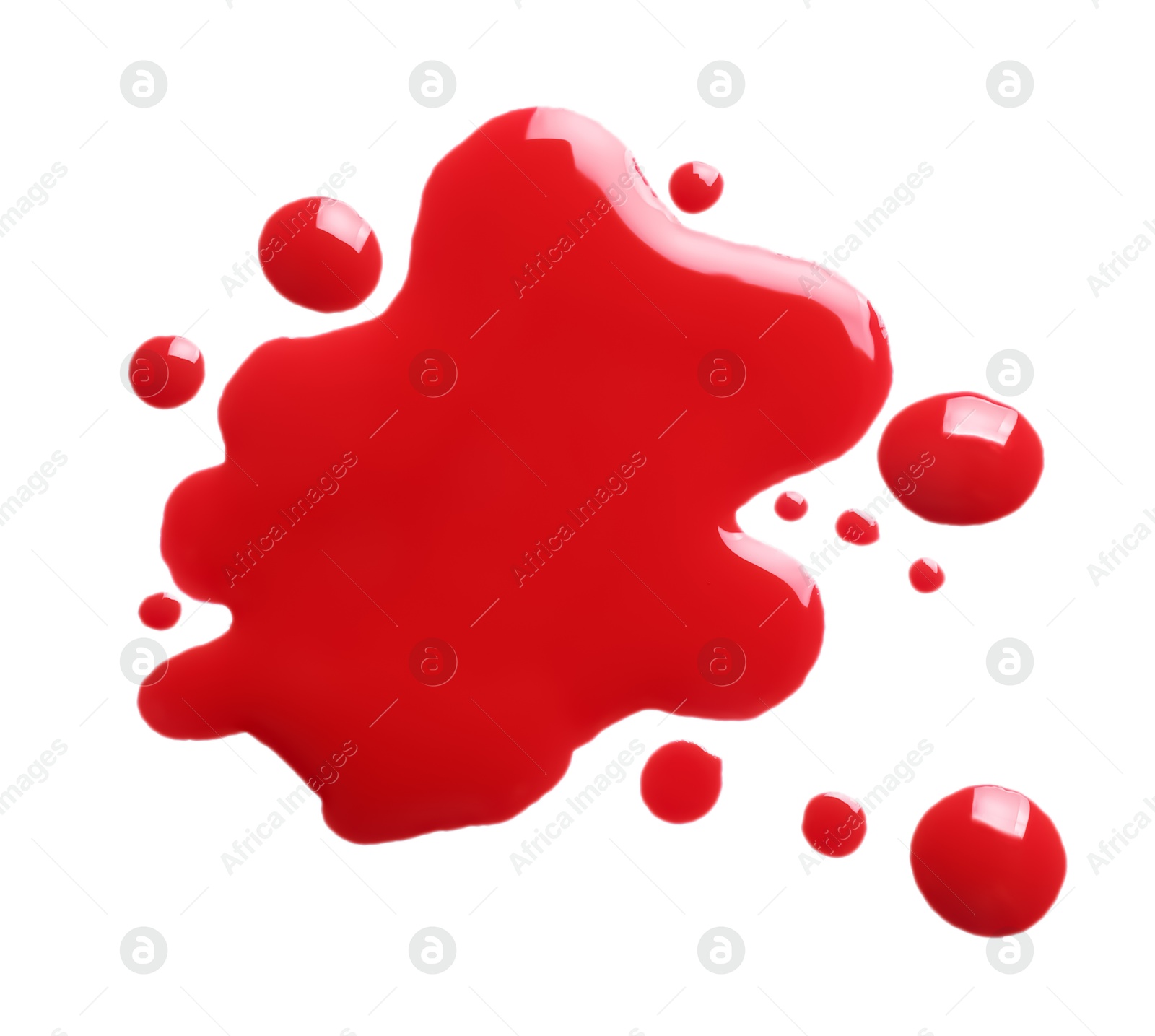 Photo of Blot of red printer ink isolated on white, top view