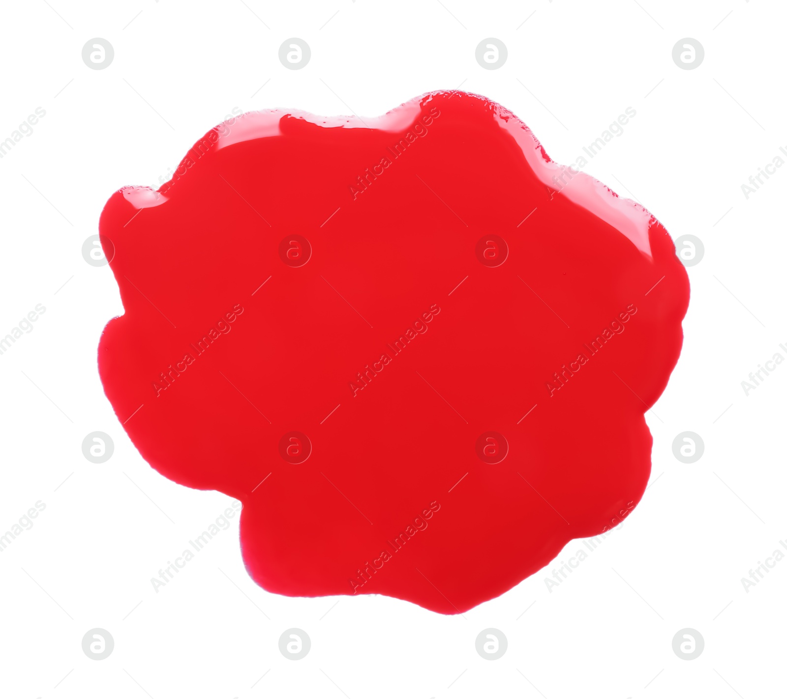 Photo of Blot of red printer ink isolated on white, top view