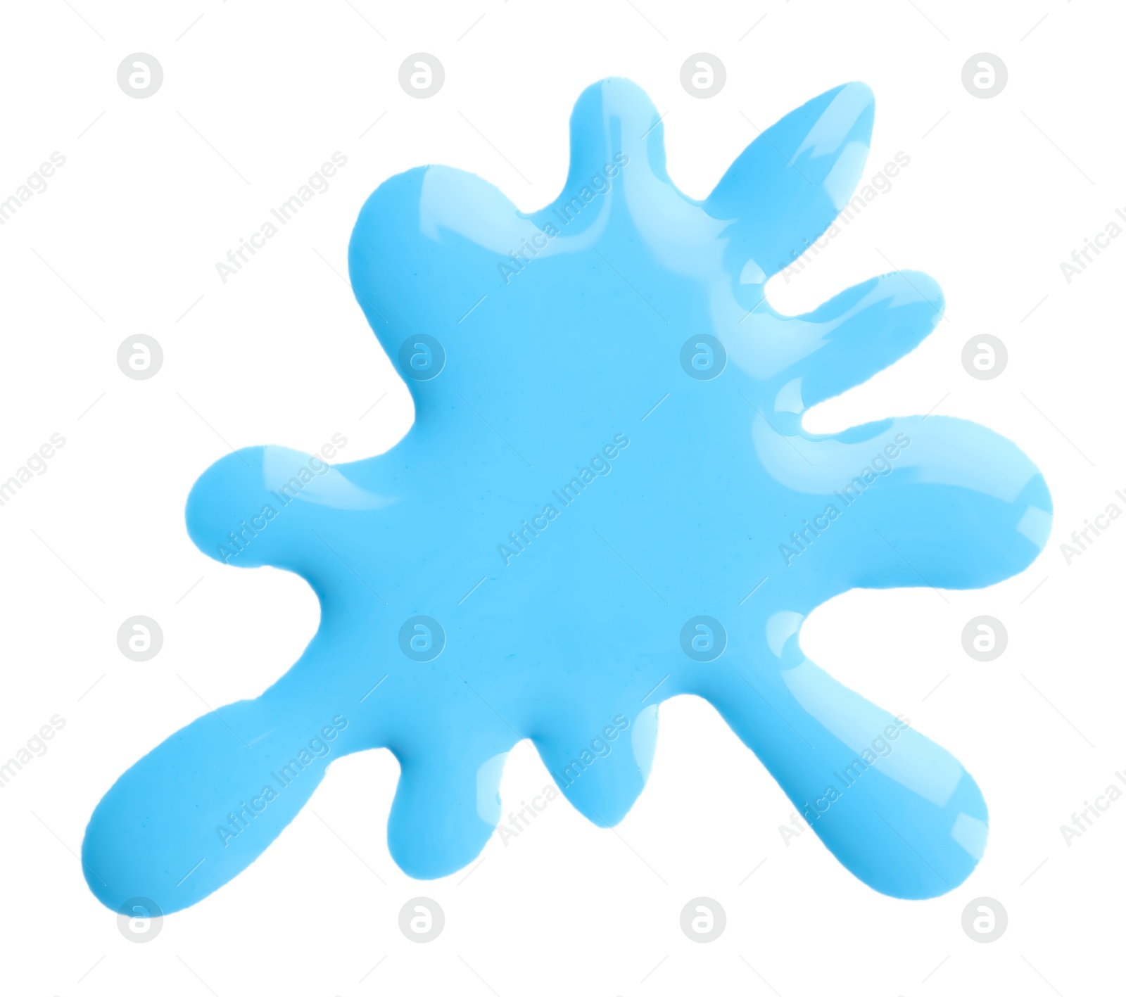 Photo of Blot of light blue printer ink isolated on white, top view