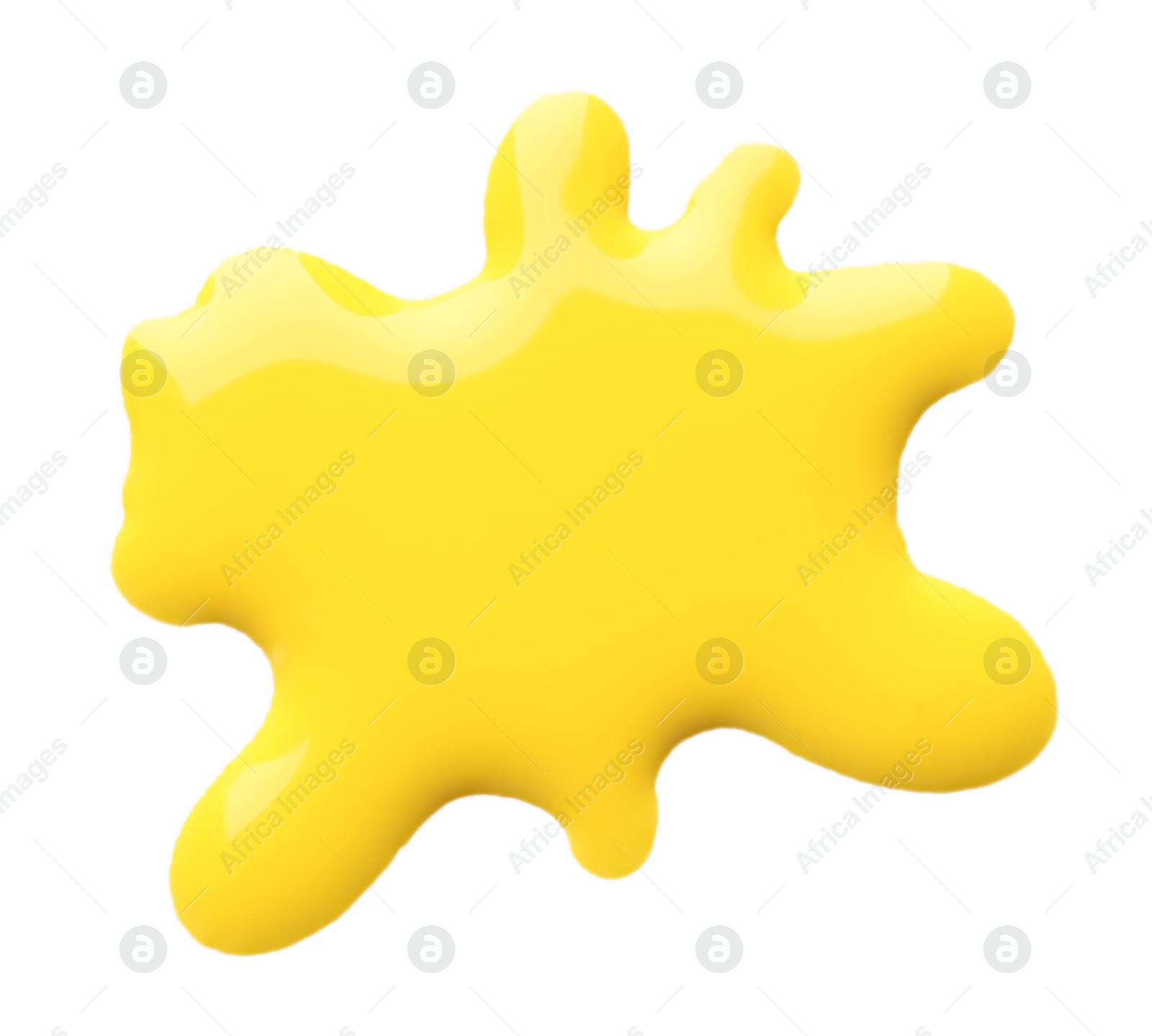 Photo of Blot of yellow printer ink isolated on white, top view