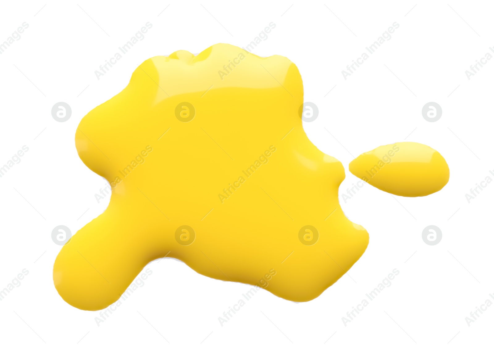 Photo of Blot of yellow printer ink isolated on white, top view