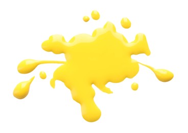 Photo of Blot of yellow printer ink isolated on white, top view