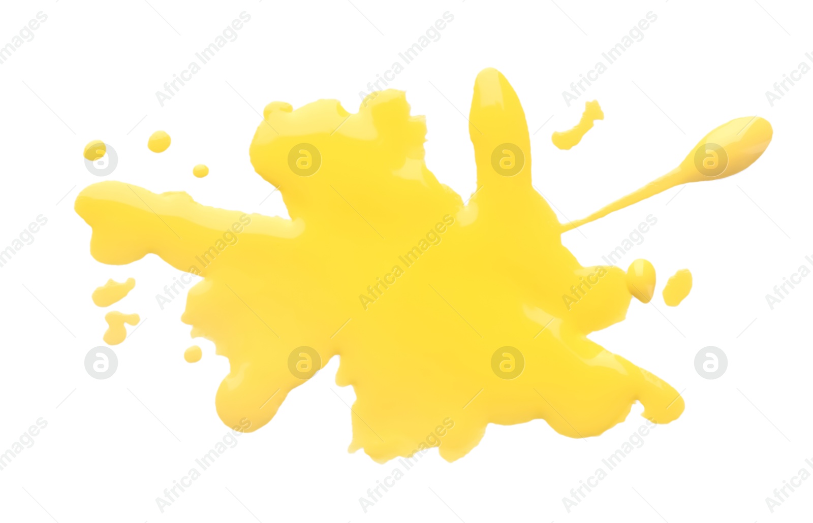 Photo of Blot of yellow printer ink isolated on white, top view