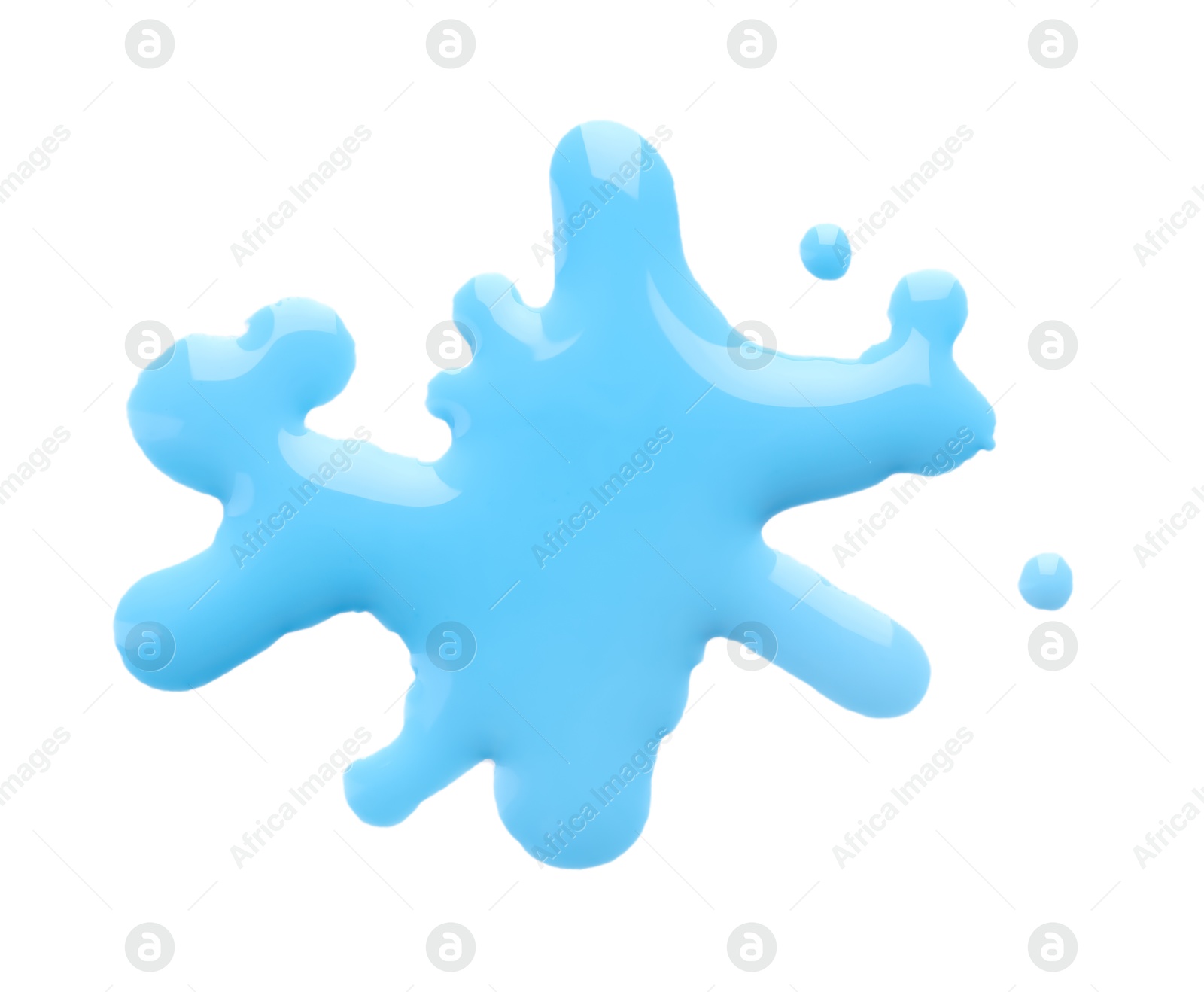 Photo of Blot of light blue printer ink isolated on white, top view