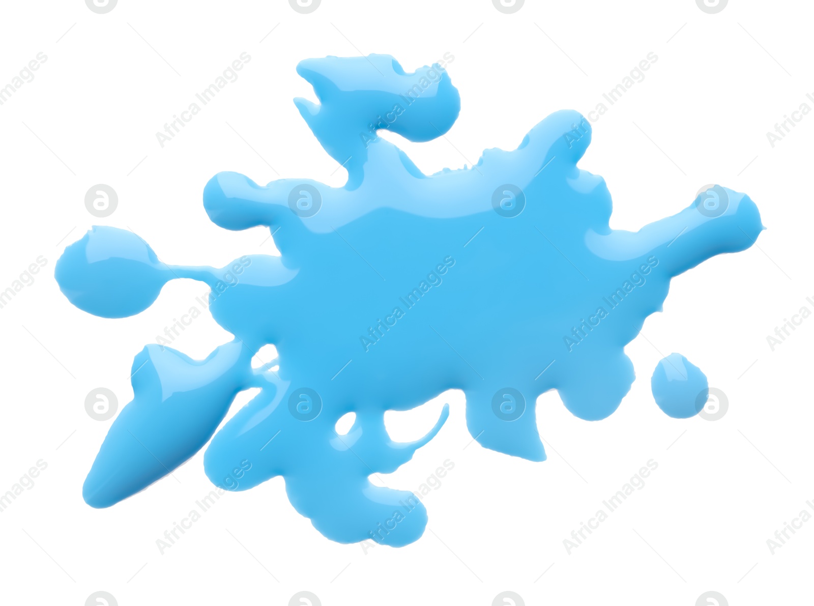 Photo of Blot of light blue printer ink isolated on white, top view