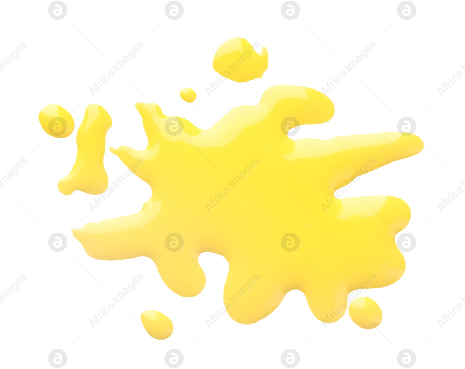 Photo of Blot of yellow printer ink isolated on white, top view