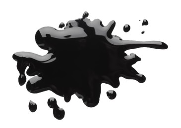 Photo of Blot of black printer ink isolated on white, top view