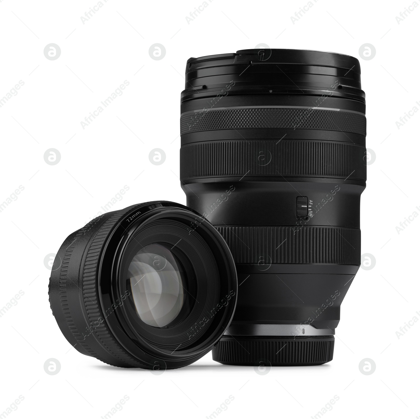 Photo of Camera lens isolated on white. Photographer's equipment