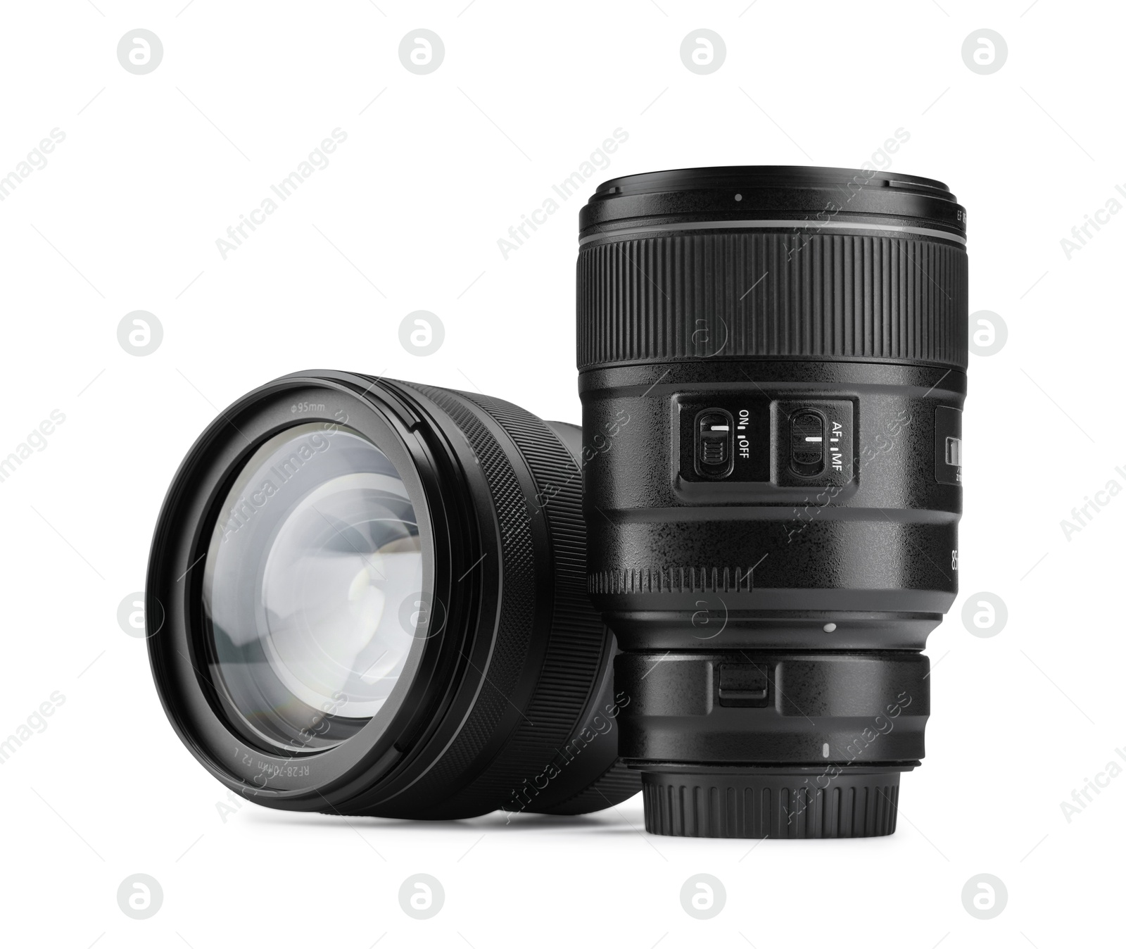 Photo of Camera lens isolated on white. Photographer's equipment