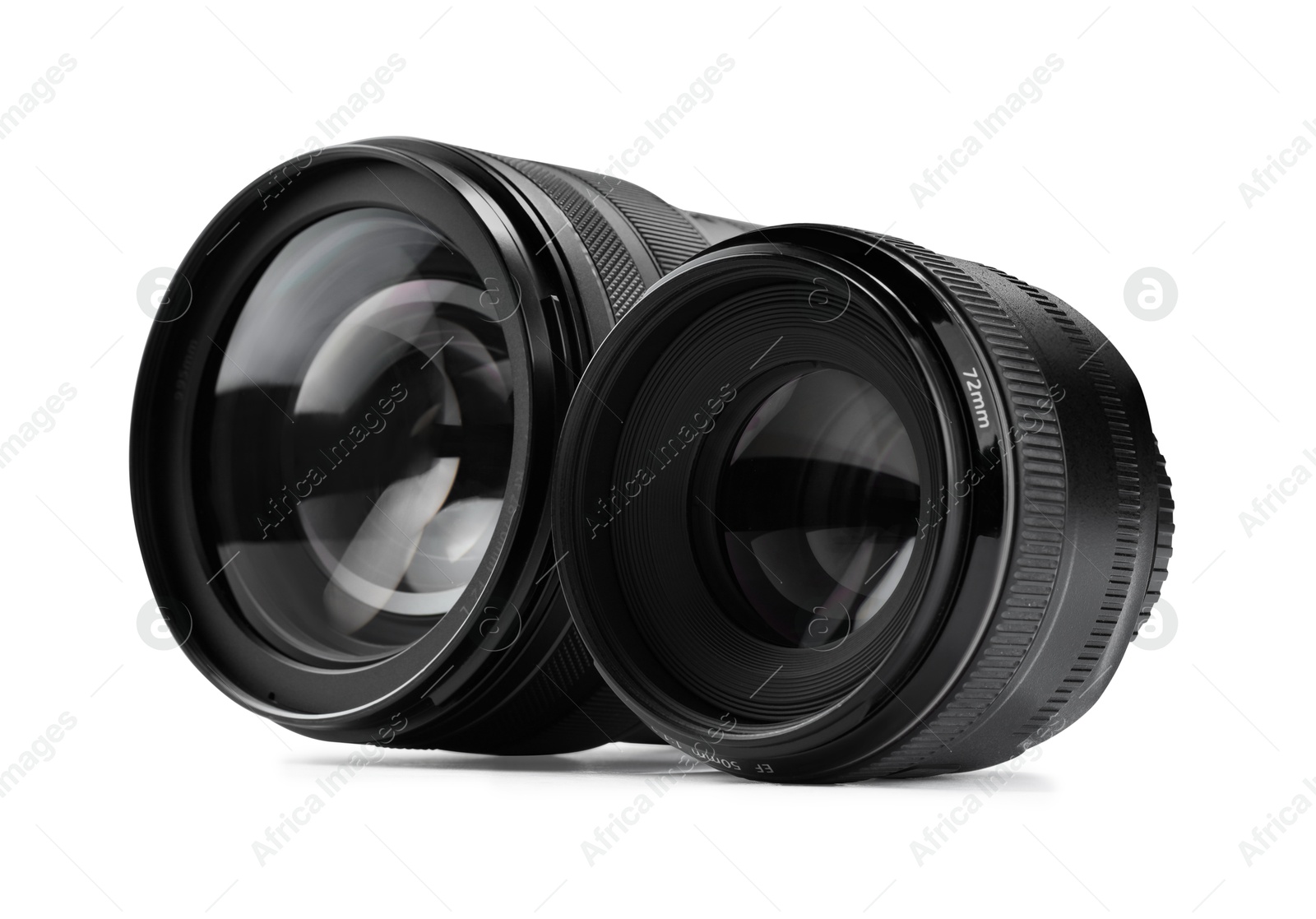 Photo of Camera lens isolated on white. Photographer's equipment